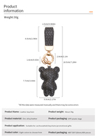 Breloque de sac Ours de dessin animé à motif tressé simple, en alliage de zinc et PU, écologique et durable, porte-clés, pendentif de sac, Llavero De Bolso
