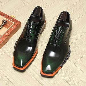 Chaussures Oxford brillantes pour hommes en cuir véritable, à bout carré, confortables, pour tenue de cérémonie, de mariage ou de bureau - Product Image 5