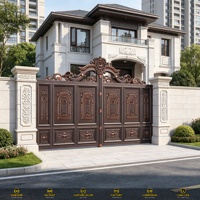 Portail de villa de luxe en aluminium haut de gamme, double battant, ouverture automatique, télécommande, pour balcon, chantier, allée, anti-UV