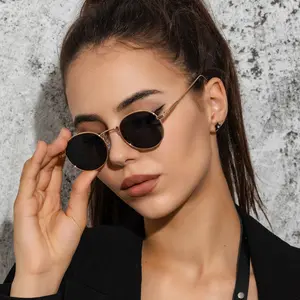 2024 Fashion Retro Round Frame Hippie Sunglasses Brand Designer Colorful Circle Metal UV400 Eyewear For Women Men Party Glasses