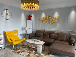 Escultura de Pared de Metal <span class=keywords><strong>Dorado</strong></span> Personalizada, Textura Moderna de Rayos de Sol, Decoración de Pared para <span class=keywords><strong>Hotel</strong></span>/Recibidor/Sala de Estar, para Interiores de Estilo Medio Oriente - Product Image 2