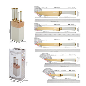 Juego de Cuchillos de Cocina de 5 Piezas, Recubiertos en Titanio Dorado, para Exportación - Product Image 3