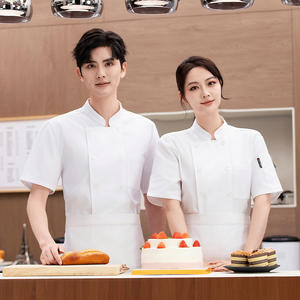 ชุดเครื่องแบบเชฟสำหรับทุกเพศ, เสื้อเชฟทำอาหารแขนสั้นระบายอากาศได้ดีเสื้อเชฟแบบกระดุมสองแถว - Product Image 3