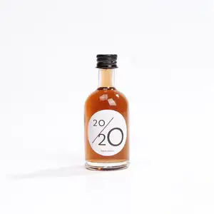 Mocale Botol Kaca Mini 20Ml, 25Ml 50Ml, Botol Minuman Bening Tinggi dengan Tutup Aluminium untuk Vodka Whisky