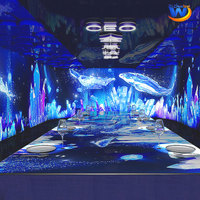 Table à manger holographique immersive 5D, projection 3D à l'œil nu pour restaurant avec contenu d'animation interactif pour banquet de luxe