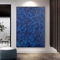 Peinture minimaliste moderne de décoration de salon, peinture à l'huile abstraite bleue minimaliste italienne peinte à la main
