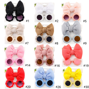 Conjunto de diadema para niños a la moda, diadema sólida, gafas de sol para bebés, accesorios para el cabello sólidos para niñas - Product Image 1