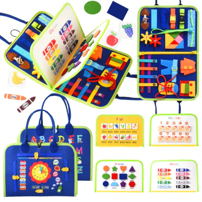 2023 New Children Early Education Montessori Toys Toddler Busy Board Sensory Toy For Kids Multi Activities Felt Busy Board Books