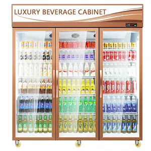 Double Glass Door Refrigerator Display Fridge For Juice Drink Display Fridge