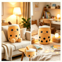 OEM ODM Superzachte Pluche Gewassen Simulatie Fruit Melkthee Kopje Pop PP Katoenen Vulling Mesh Voering Vernis Stressverlichtende Cadeau