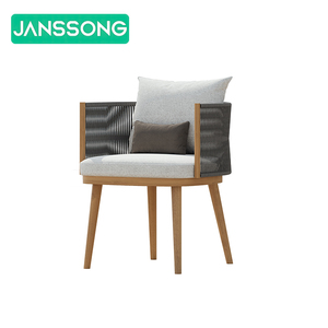 Conjunto de Comedor para Patio, Conjunto de Comedor para Exteriores de Hotel, Mesa y Sillas de Jardín, Muebles de Jardín de Hotel de Madera de Teca de Lujo, Silla de Exterior de Cuerda - Product Image 5