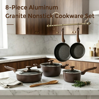 Ensemble de 8 casseroles en aluminium antiadhésives, design moderne, écologique, durable, compatible avec toutes les plaques de cuisson, fabrication en usine, OEM/ODM, logo personnalisé