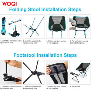 เก้าอี้แคมป์ปิ้งพับได้ Woqi สีน้ำเงิน พร้อมที่พักเท้า ดีไซน์กะทัดรัด น้ำหนักเบา เหมาะสำหรับชายหาด - Product Image 5