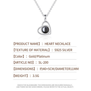 Collier pendentif en acier inoxydable avec projection de photos de cœurs, cadeau romantique et sentimental pour <span class=keywords><strong>couple</strong></span>, anniversaire, chrétien, or, bricolage - Product Image 5