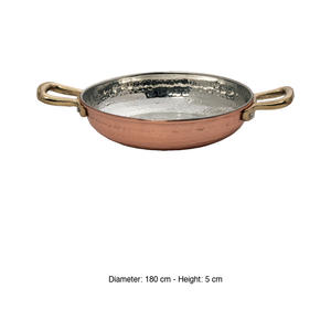 กระทะทองแดงตีลายแบบตื้นพร้อมหูจับ 2 ข้าง ขนาด Ø 18 ซม. - Product Image 3
