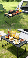 Table pliante d'extérieur en métal - Légère, portable, réglable en hauteur par système hydraulique - Style IGT - Table de camping tactique