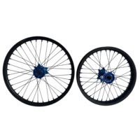 Roues de moto tout-terrain Surron Ultra Bee 21/18 pouces, roues à rayons noires, moyeu bleu, pour enduro
