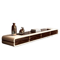 Mueble de TV Moderno y Sencillo de Mármol, Combinación con Mesa de Centro de Madera Sólida para Comedor, Dormitorio, Entrada, Escuela, con Detalles de Metal y Vidrio