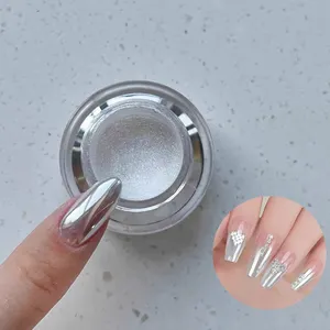 Pigmento branco para unhas com efeito de espelho cromado, pigmento em pó pérola branca para decoração de unhas, pigmento de sereia