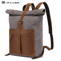 Sac à dos en toile avec logo personnalisé et bordure en cuir sac à dos vintage de voyage pour ordinateur portable pour étudiant sac à dos roulant