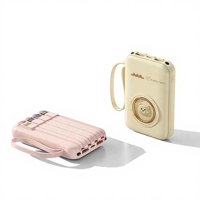 Foreign Trade Cross-Border Cartoon Cute Pet Small-Volume Large-Capacity Power Bank Built-in Cable Two-Way Fast Charging Power