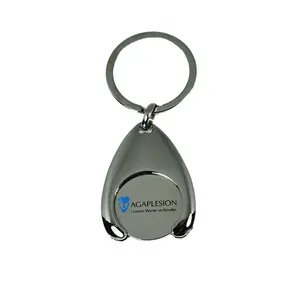 Custom made metal caddy coin holder keychain trolley coin keyring