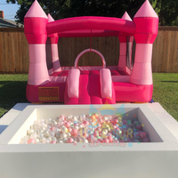 Centre de fête pour enfants, extérieur Commercial, parc rose, gonflable, licorne, maison de rebond avec fosse à balles de jeu souple