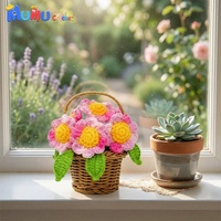Tournesol en crochet pour le soutien émotionnel, plante en pot, mini panier de fleurs fait main, amigurumi pour la décoration du tableau de bord de voiture, compagnon de bureau, cadeau