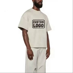 Custom Logo High Quality 260GSM Heavy Weight <b>Box</b> Fit 100% Cotton <b>Drop</b> Shoulder Oversized Cropped Boxy Plus Size T Shirts for Men - Product Image 1