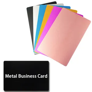 Venta al por mayor de aluminio en blanco de acero inoxidable láser DIY impresión personalizada colorido Metal cobre tarjetas de visita gracias tarjetas de lujo