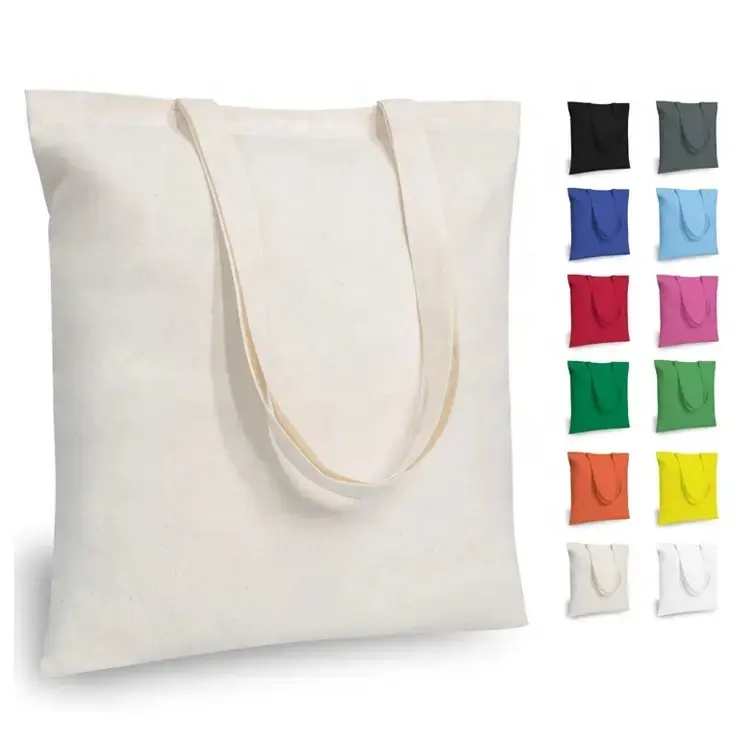 Diskon besar tas Tote belanja katun kanvas kain warna-warni desainer ramah lingkungan dengan cetak Logo kustom