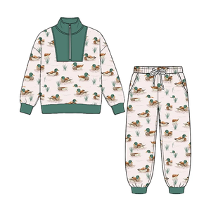 Ensemble de vêtements de chasse pour bébés garçons, pull à fermeture éclair à carreaux avec poches, tenue d'automne - Product Image 6