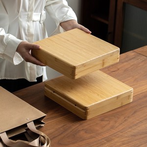Bamboo Tea <b>Cake</b> Storage <b>Box</b> Square Wooden <b>Gift</b> Packaging Handmade Chinese Style For Pu'er White Rock Tea - Product Image 4