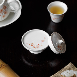 Couvercle de théière en céramique peint à la main Guanlan avec motif de pin, résistant à la chaleur, pour service à thé Kung Fu, usage domestique - Product Image 2