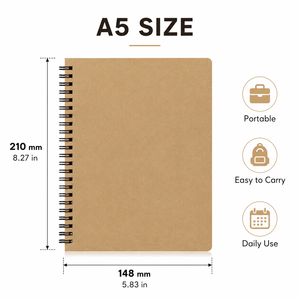 Kraft Paper Spiral Binding A5 Personalized Logo Printing 60 Sheets Lined <strong>Journal</strong> Business Student School Gift <strong>Supplies</strong> - Product Image 2