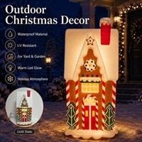 Statue de maison en pain d'épices Mr. Christmas en plastique soufflé, lumière blanche chaude, pour décoration de porche extérieur, en matériau durable