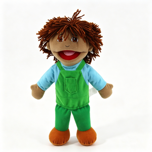 Marioneta de mano personalizada con boca móvil, marioneta de mano de niño afroamericano, marioneta de niño ventrilucionista - Product Image 4