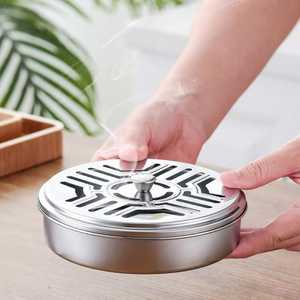 Bruciatore di incenso rotondo in metallo con coperchio e raccogli cenere per spirali antizanzare 14x4 cm - Controllo parassiti - Product Image 6