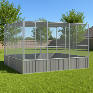 Jaula para Pájaros de Acero Galvanizado Gris 119.1x127.8x83.3, Rectangular, Resistente para Exteriores, Suministros para Mascotas - Product Image 2