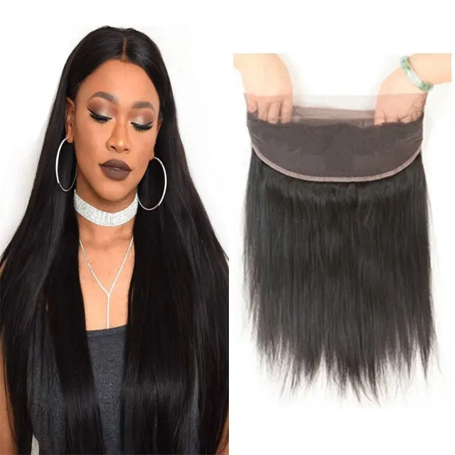 Wholesale Straight Brazilian Virgin Human Hair 360 Lace Frontal Closure With Adjustable Strap 22x4x2 Pre Plucked Lace Frontal
