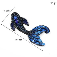 Applique 3D personnalisée faite à la main, ornée de strass et de perles, motif coquillage marin (hippocampe, dauphin), à coudre pour veste, bagage, chapeau