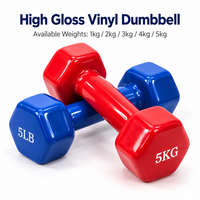 Haltères en acier recouverts de caoutchouc personnalisés OEM, rouge et bleu, antidérapants, durables, écologiques, pour la musculation en salle de sport