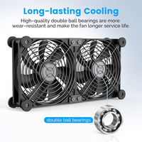 Ventilateur de refroidissement double DC 5V 120mm U10D1225TJ-2L avec contrôleur USB 10 vitesses et grille métallique pour ventilation d'armoire