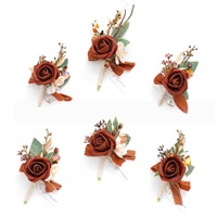 Broche de fleur artificielle faite à la main, boutonnière de mariage pour le marié, épingle de corsage pour banquet, fleur décorative pour revers de costume pour fête