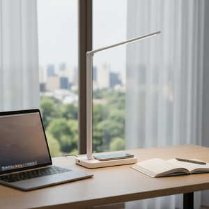 Lampada da Tavolo LED Ricaricabile Bianca con Caricatore Wireless 6.5W 280Lm CCT Dimmerabile F-Bright (1950024-BL) - Product Image 3