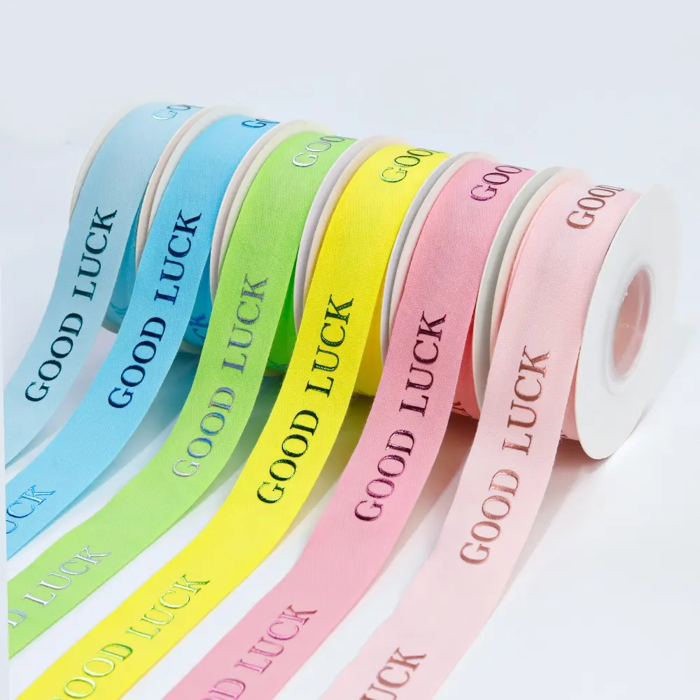 GRS Factory logotipo impreso Personalizado 1 ''rosa azul amarillo cinta de algodón cinta 3D cinta de algodón natural impresa personalizada con logotipo