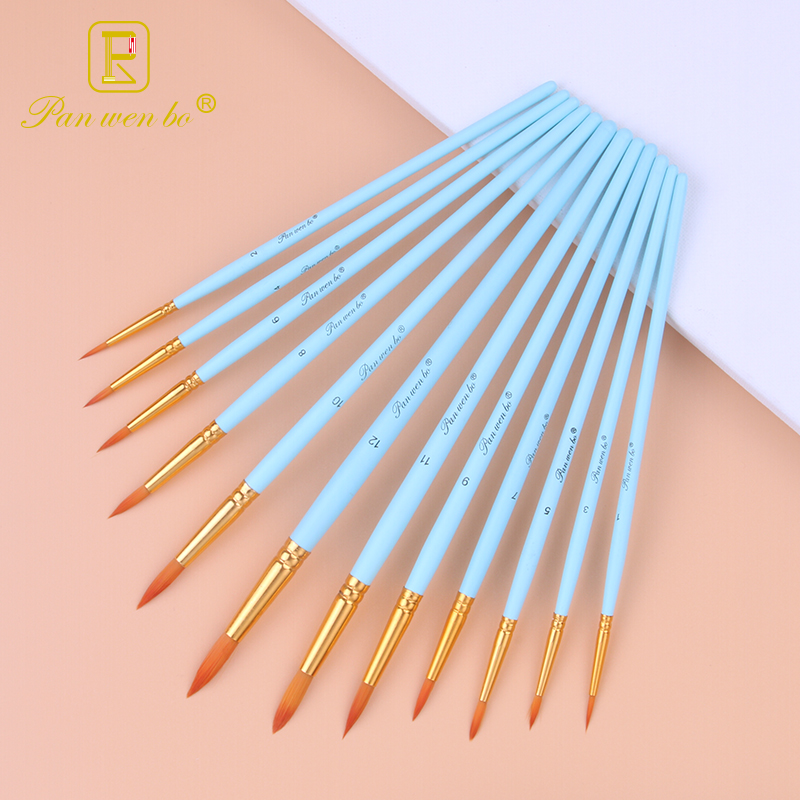 12 шт Круглые акварель деталь кисти набор нейлоновых волосяных для акварели акриловые краски гуашь масла и Темпера