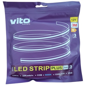 แถบไฟ LED 12V 320xCOB 12W IP20 แสงเย็น 6000K 5M - Product Image 2