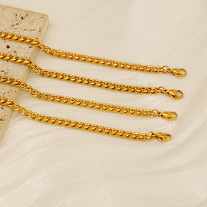 European American Style Stainless Steel Necklace Cuban Chain Chunky Men's Clavicle Chain Gold Business Gift ZN1789G - Product Image 4
