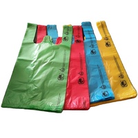 Sacs en plastique personnalisés pour t-shirts avec soufflet latéral et languette de suspension, type sac gilet, pour supermarchés, épiceries et commerces de détail